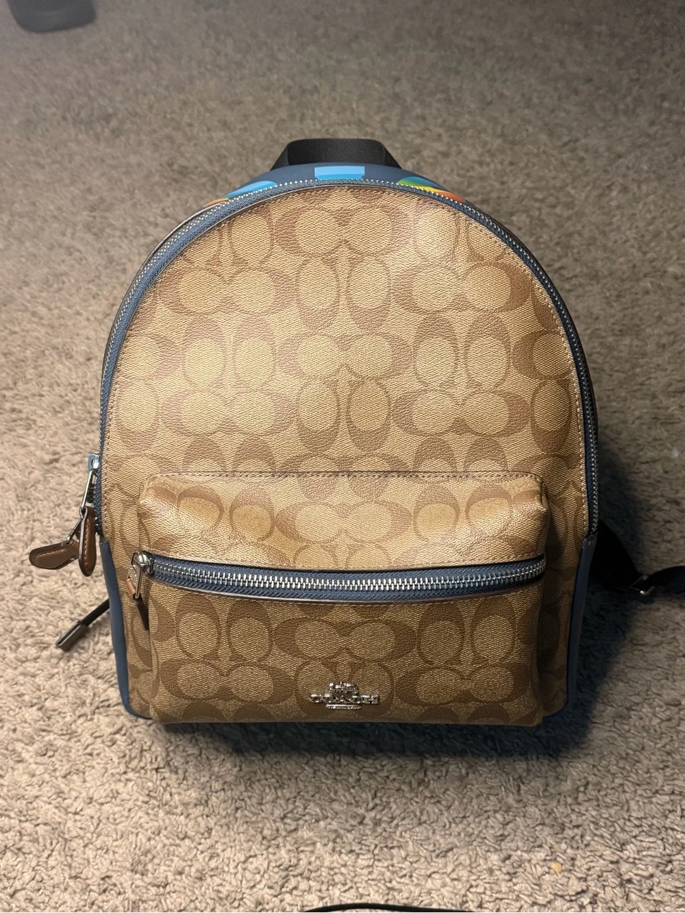Coach Men's Blue Signature Canvas Mini Backpack